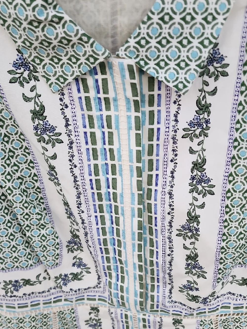Tory Burch Garden Party Talia Botanical Green Printed Shirt Dress Runway Size 10